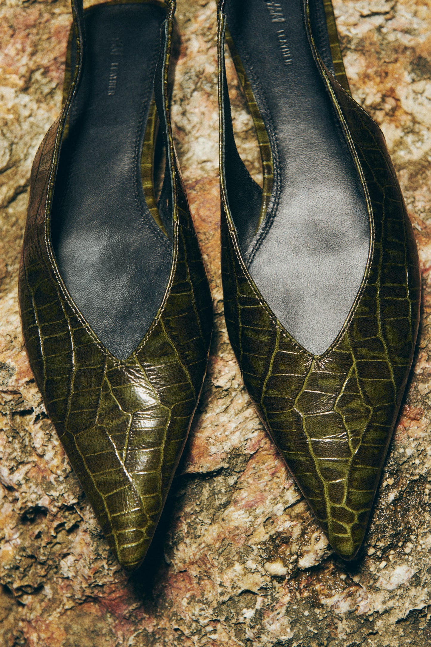 Leather slingbacks