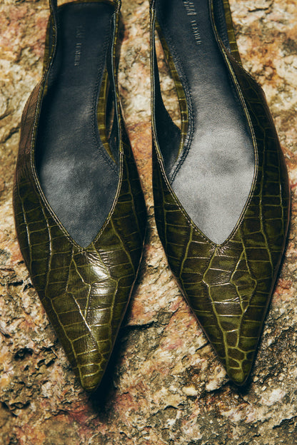 Leather slingbacks