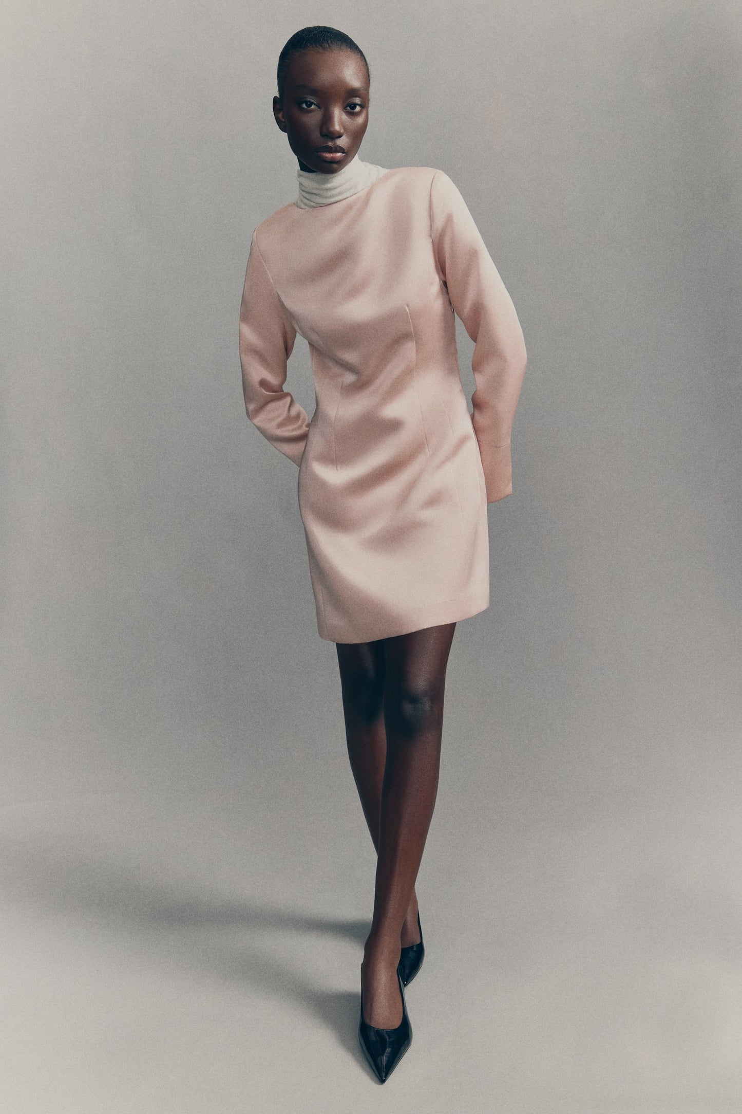 Deep-back satin dress