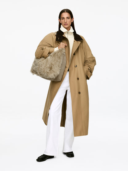 Shearling-Suede Tote Bag