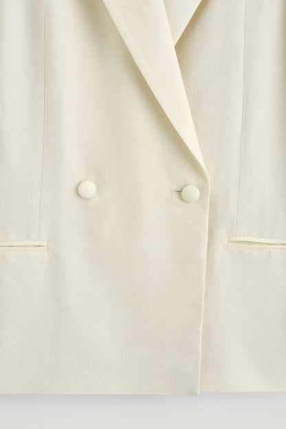 Linen-Blend Tuxedo Blazer