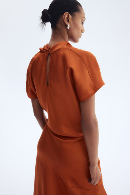 Cowl-neck satin dress