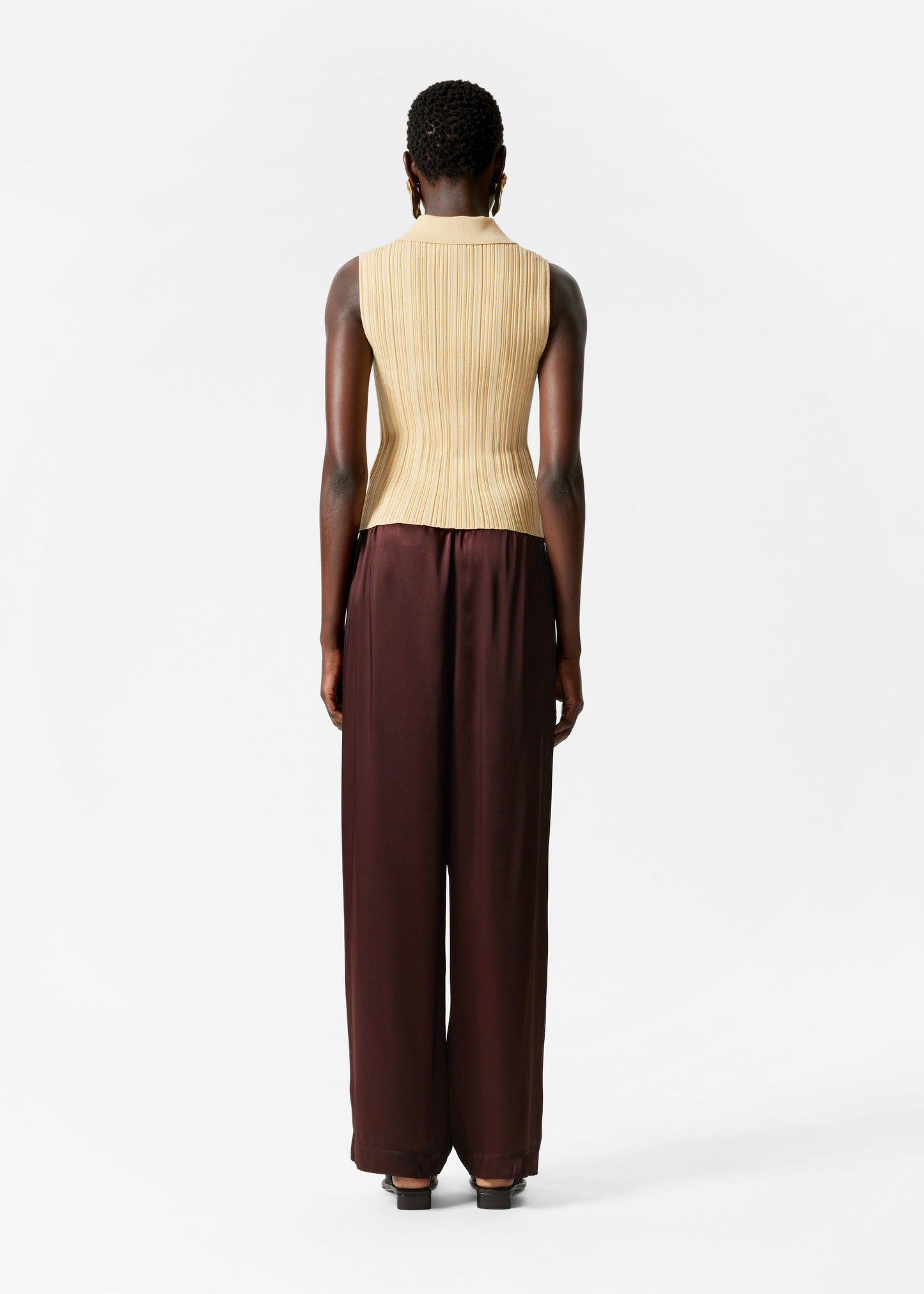 Rib-Knit Collar Tank Top