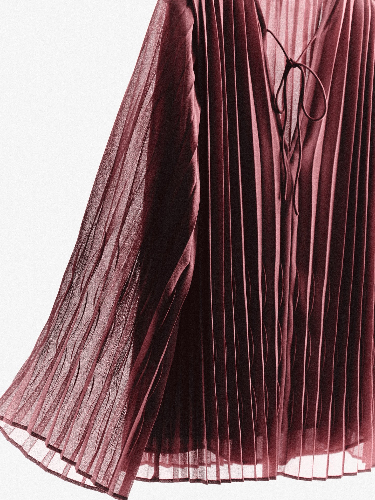 Tie-front pleated georgette blouse