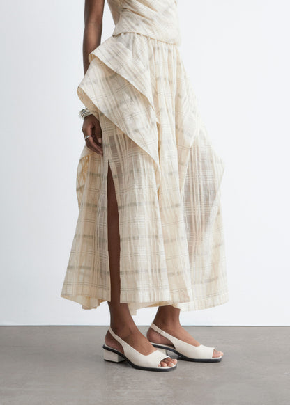 Gathered Cotton Midi Skirt