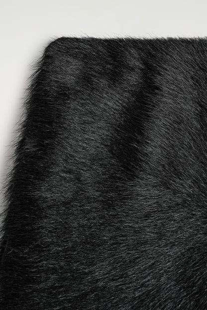 Pony hair-effect leather mini skirt