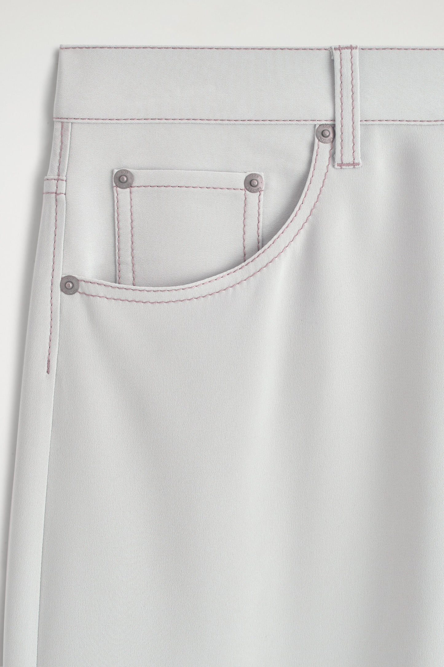 Denim-Effect Silk Midi Skirt