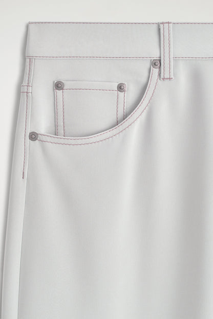 Denim-Effect Silk Midi Skirt