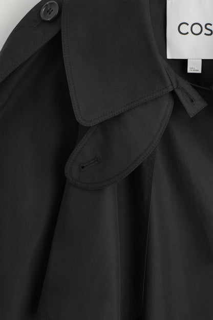 Funnel-Neck Cotton Trench Coat