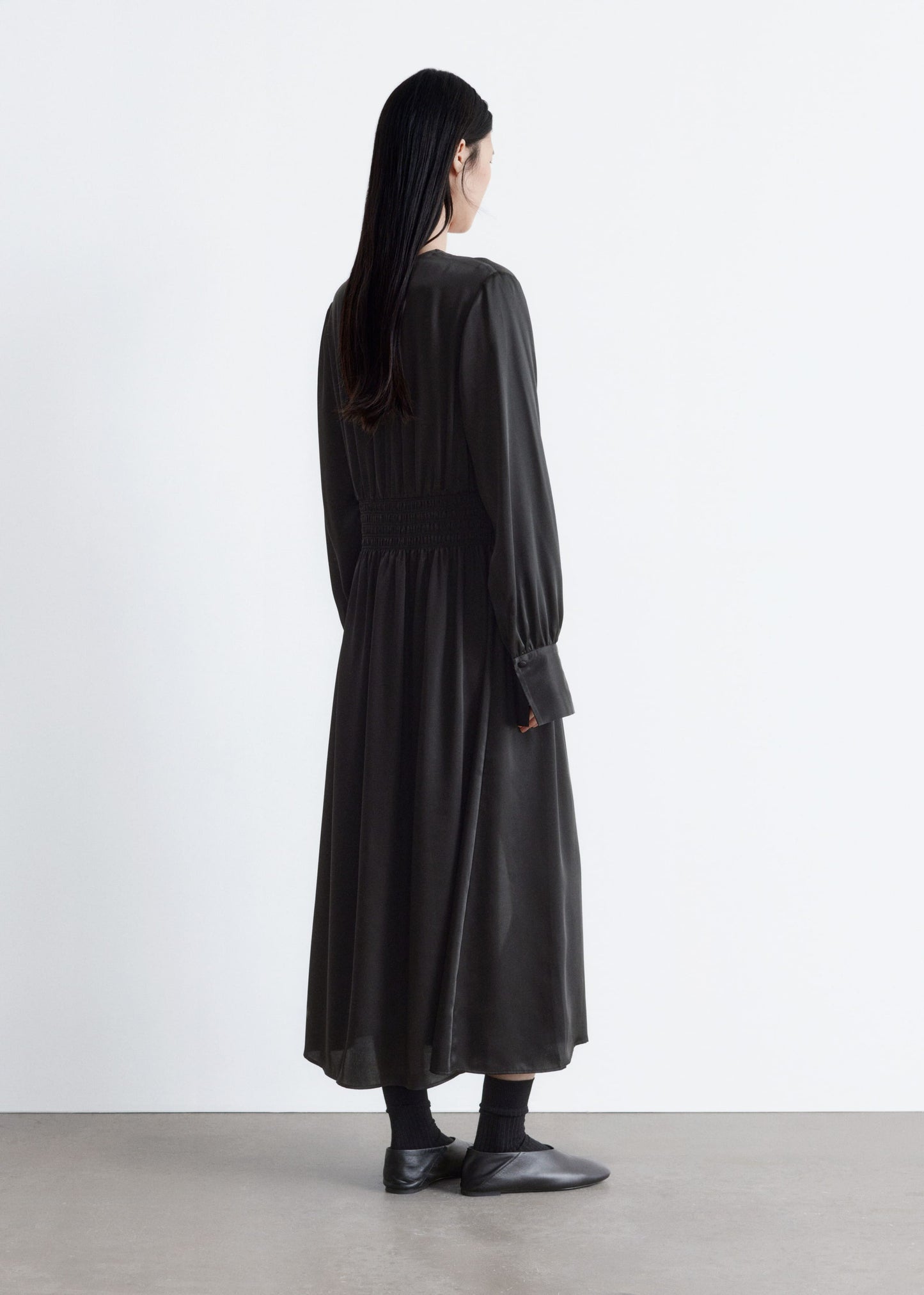 Satin Midi Shirt Dress