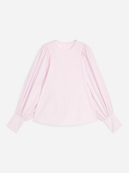 Volume-Sleeve Cotton Blouse