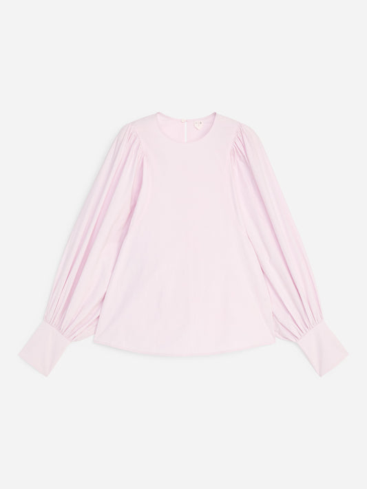 Volume-Sleeve Cotton Blouse