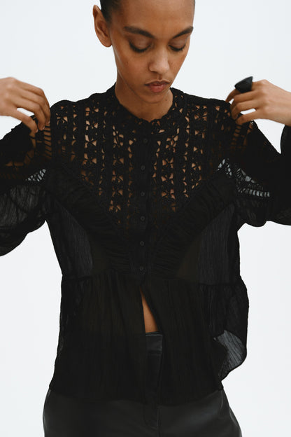 Crochet-look blouse