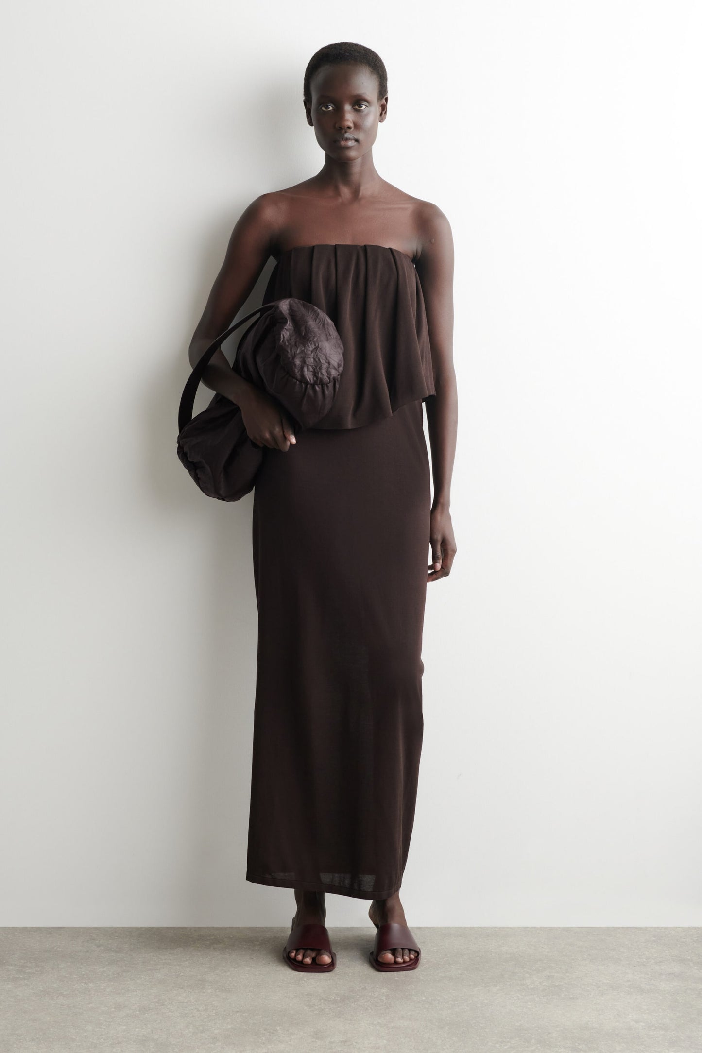 Layered Sheer-Knit Bandeau Maxi Dress