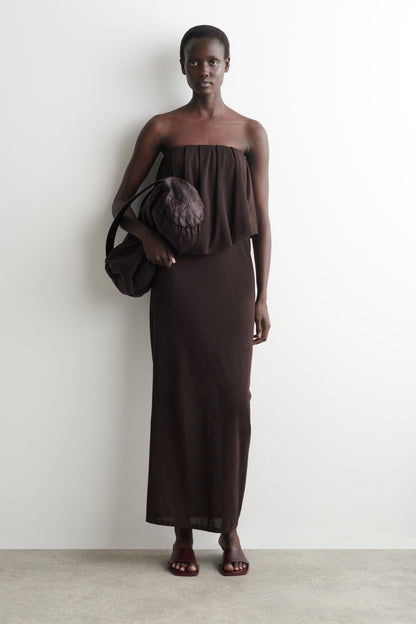 Layered Sheer-Knit Bandeau Maxi Dress