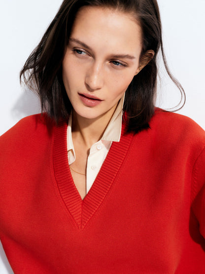 V-Neck Cotton Jumper