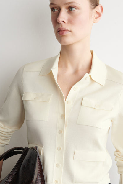 Pocket-Detail Knitted Cotton Cardigan