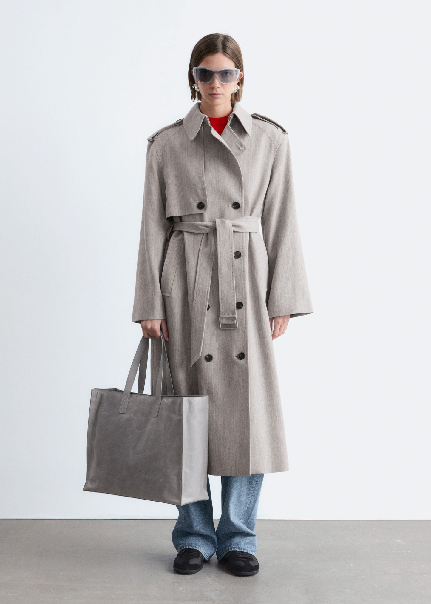 Wool Tie-Belt Trench Coat