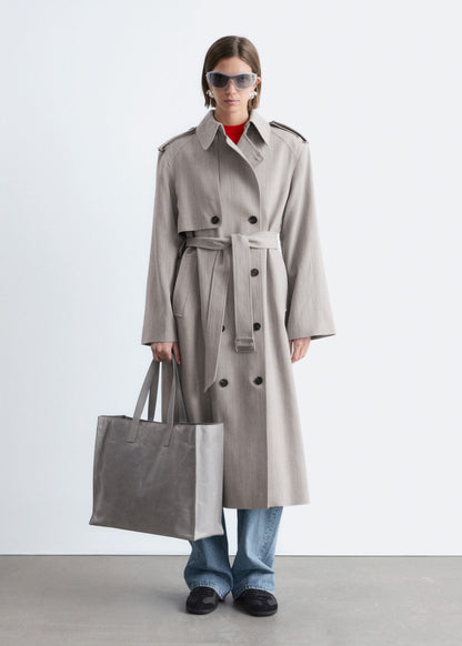 Wool Tie-Belt Trench Coat