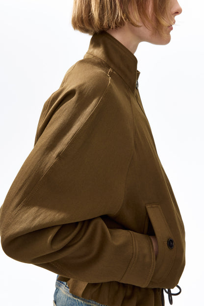 Oversized linen-blend jacket