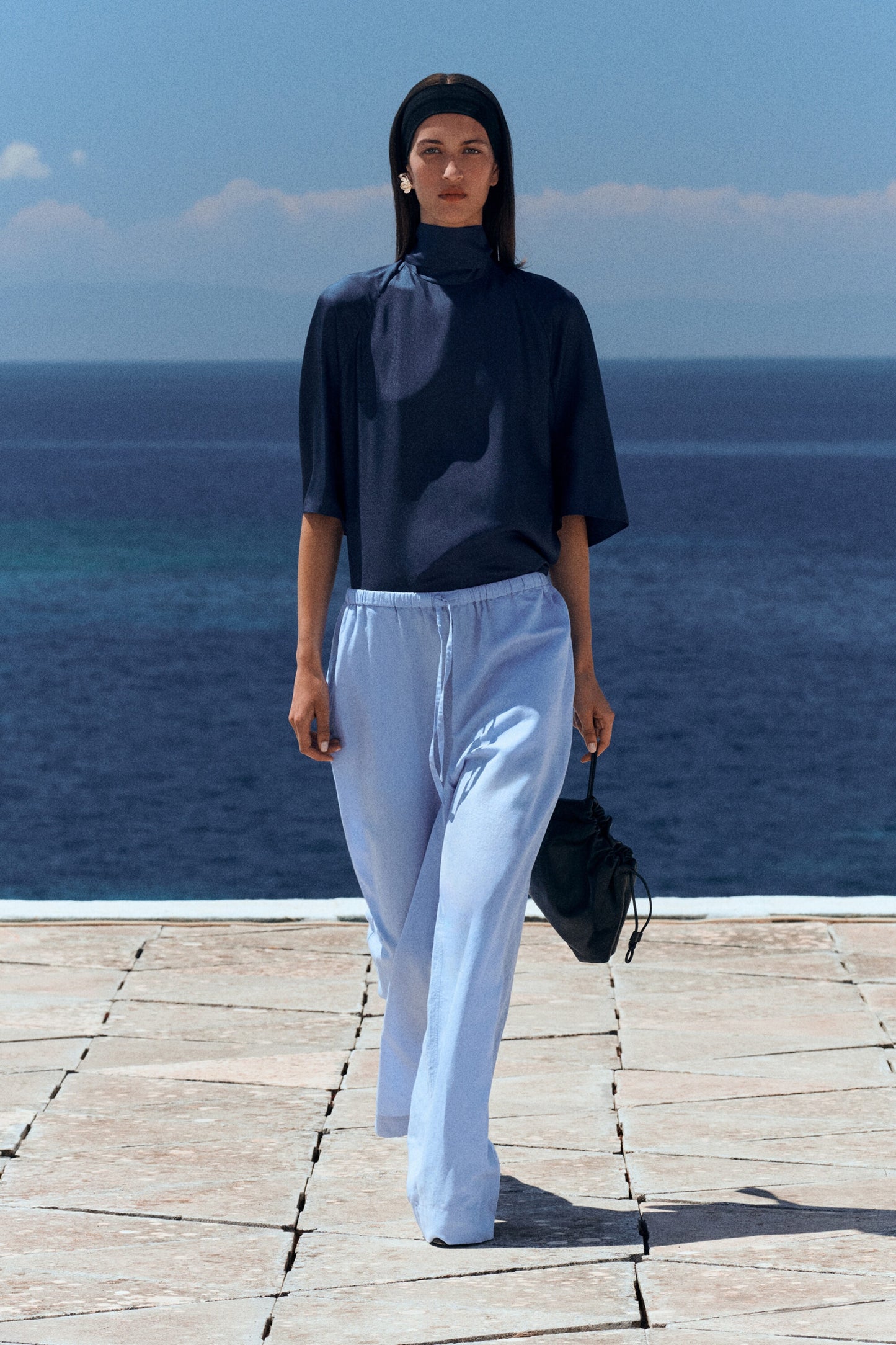 Draped Tie-Detail Silk Top