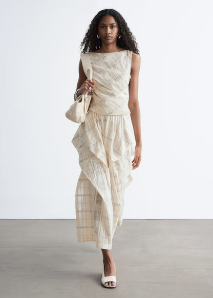 Gathered Cotton Midi Skirt