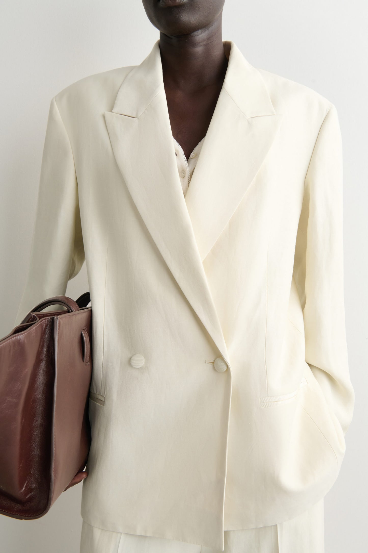 Linen-Blend Tuxedo Blazer