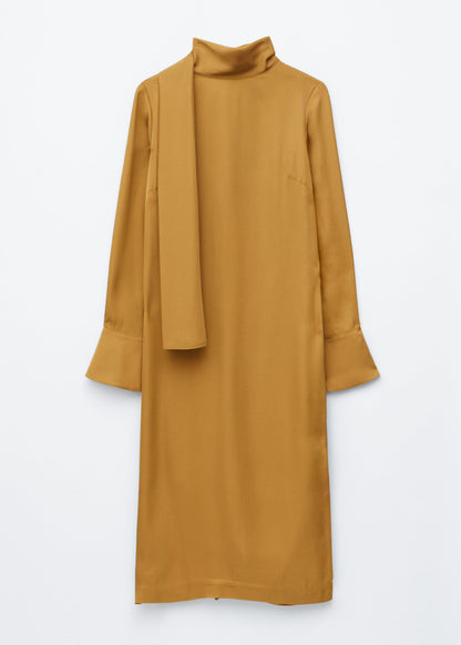 Scarf-Neck Midi Dress