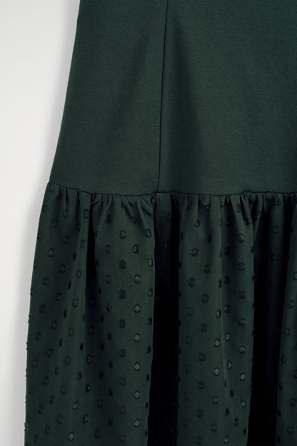 Polka-dot sculpted dropped-waist dress