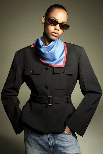 Contrast-Tipped Silk Scarf