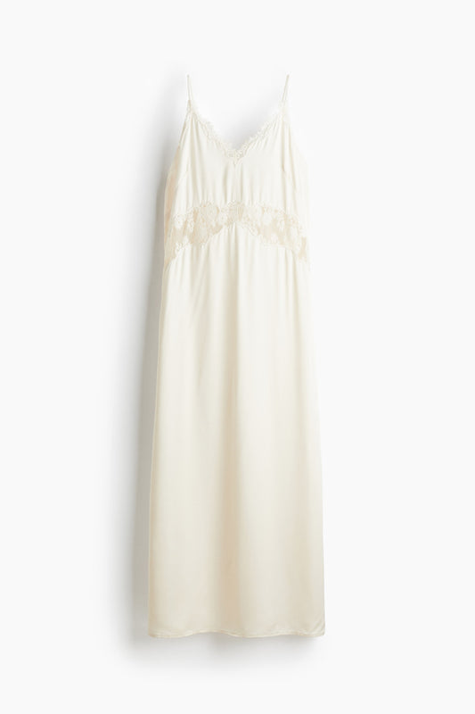 Lace-trimmed strappy dress
