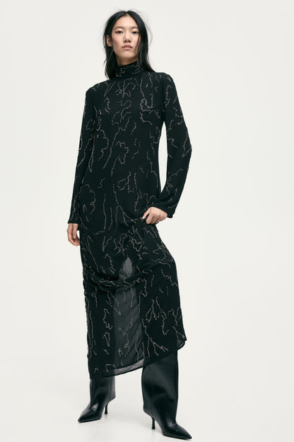 Bead-embellished maxi dress