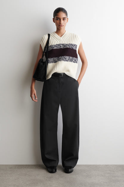 Textured merino wool v-neck vest