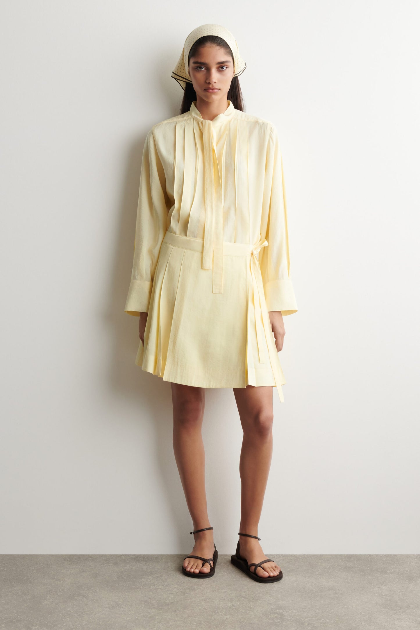 Pleated Bow-Detail Blouse
