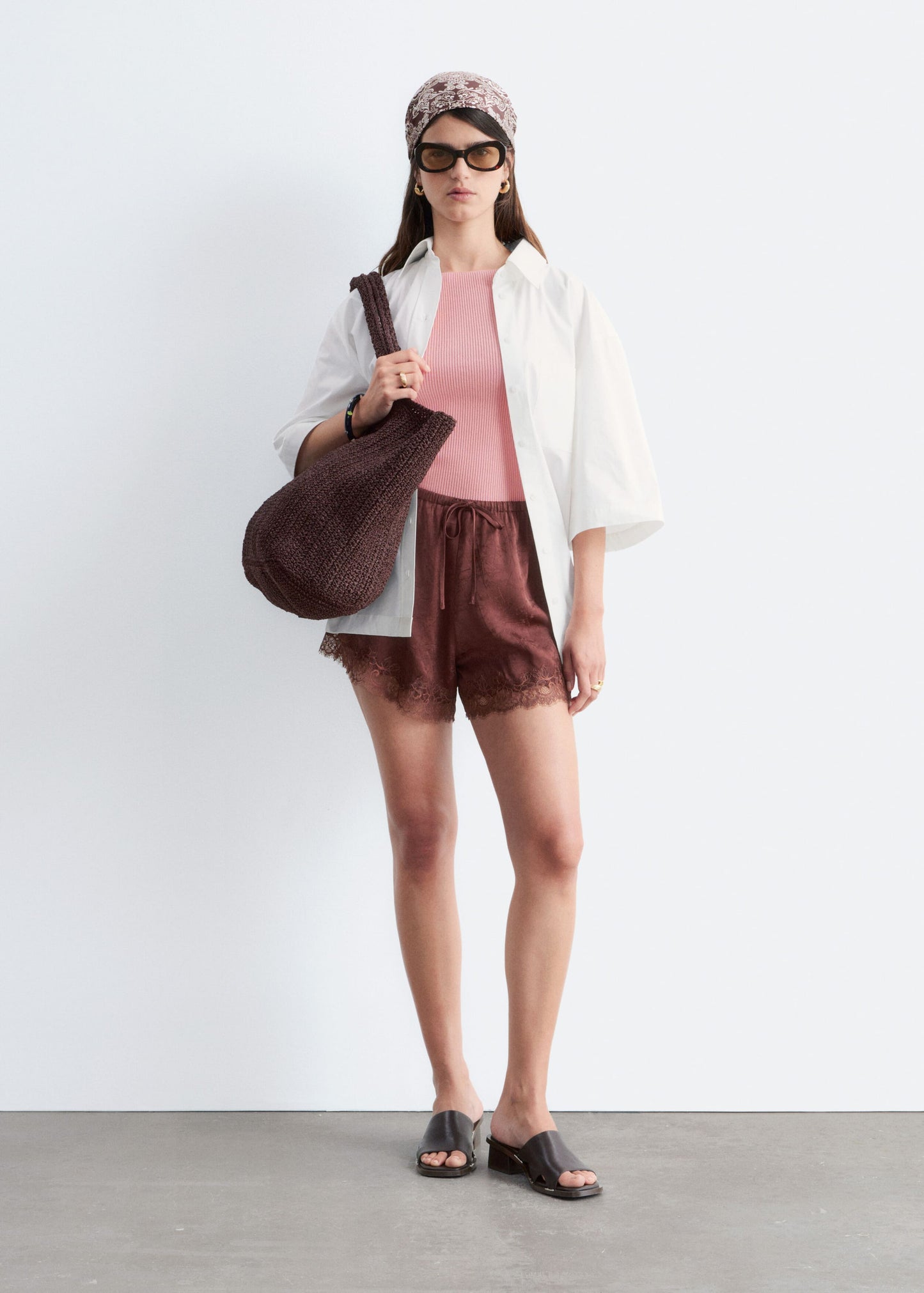 Lace-Trimmed Jacquard Mini Shorts