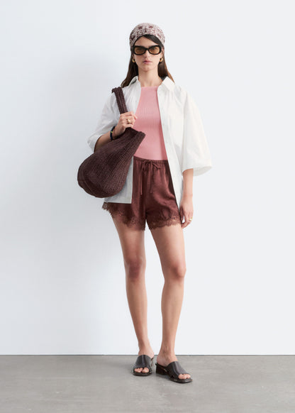 Lace-Trimmed Jacquard Mini Shorts