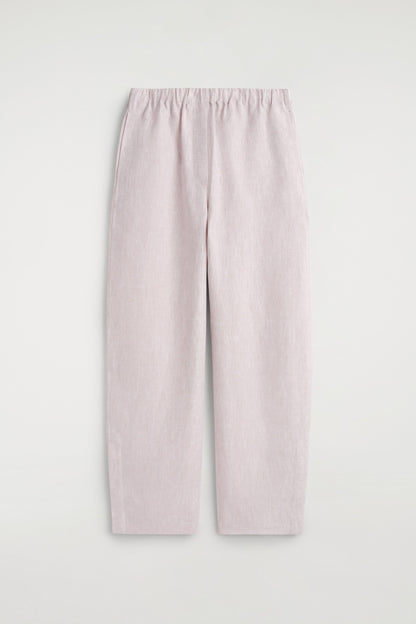 Elasticated Linen Barrel-Leg Trousers