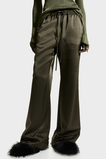 Flared satin trousers