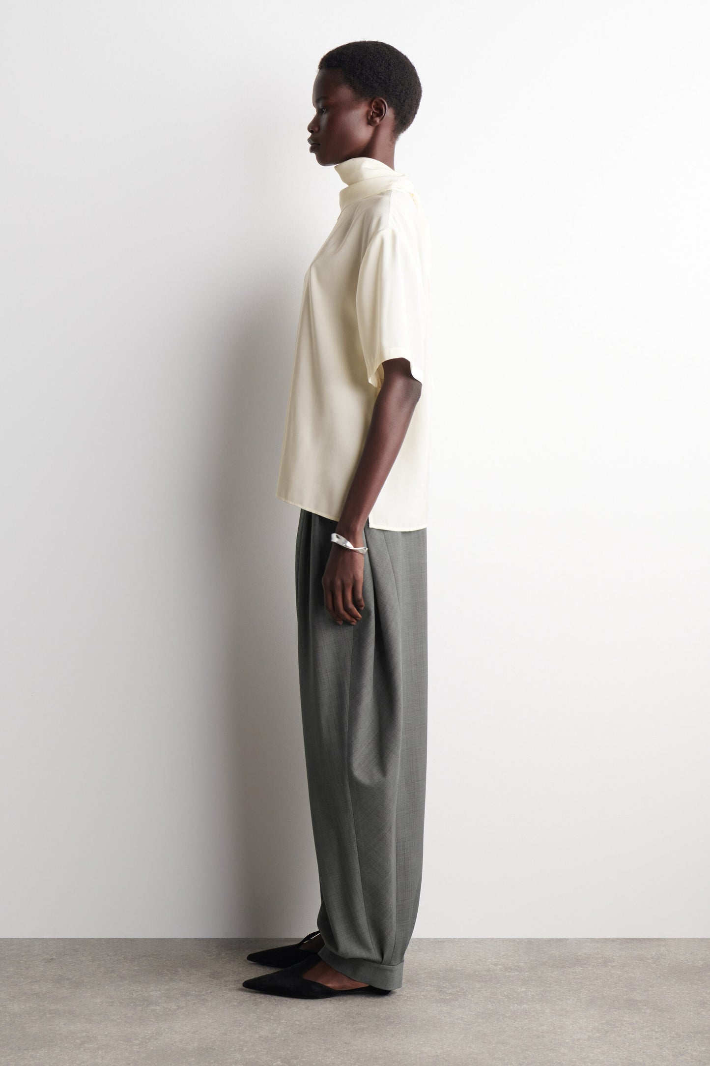 Draped Scarf-Detail Top