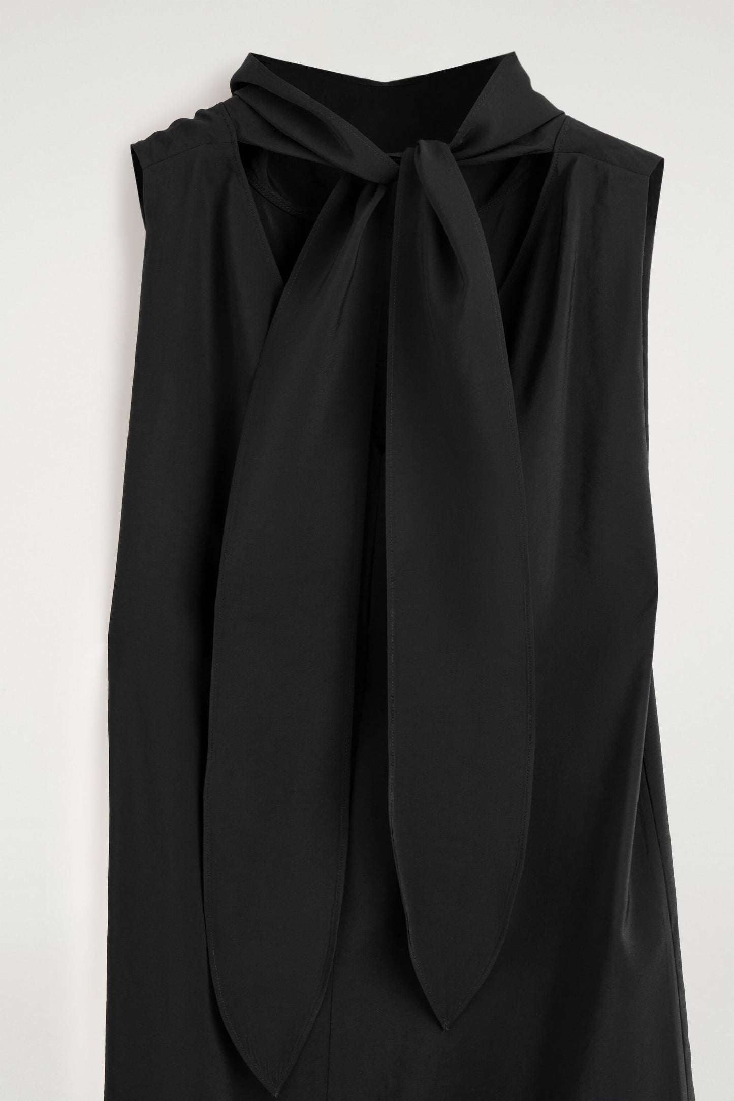 Draped tie-detail high-neck maxi dress