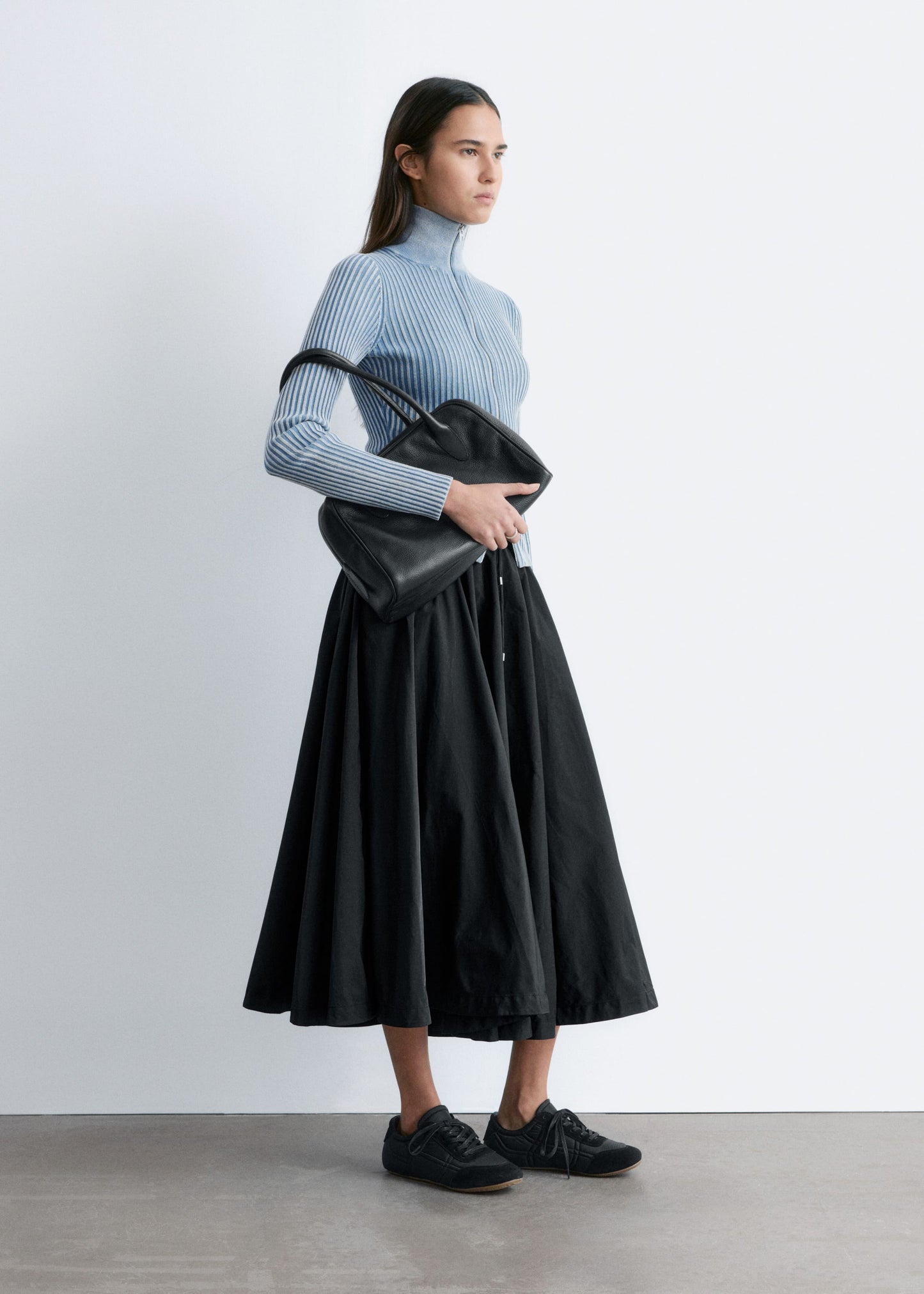 Voluminous Drawstring Midi Skirt