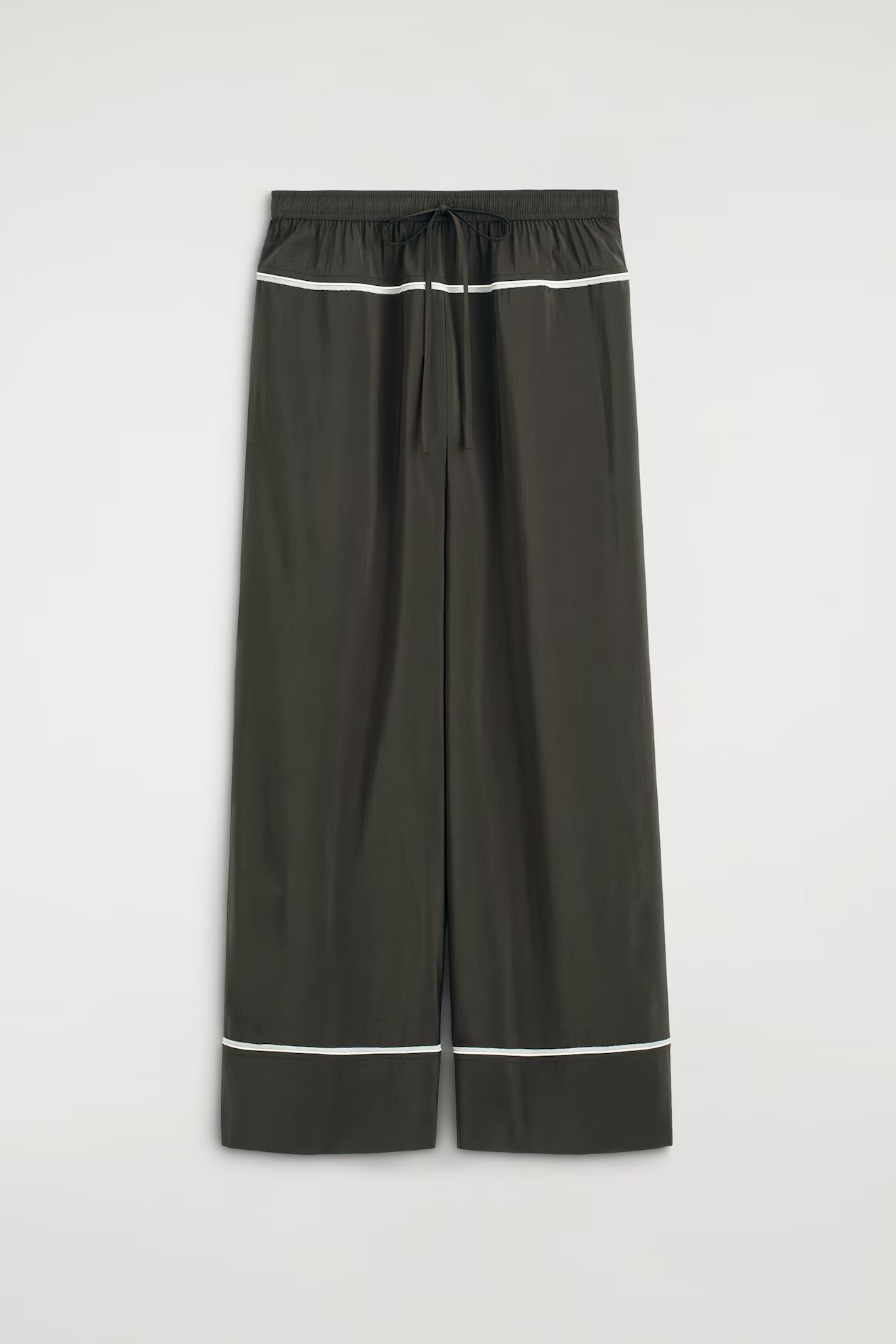 Contrast-piped straight-leg trousers