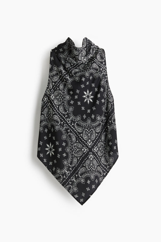 Tie-neck satin top