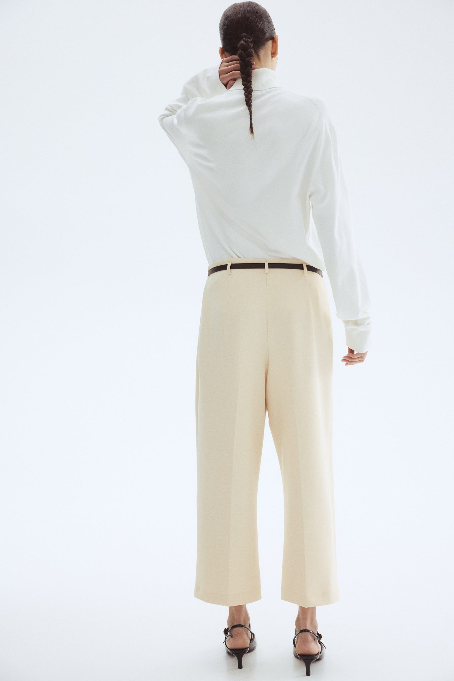 Belted ankle-length trousers