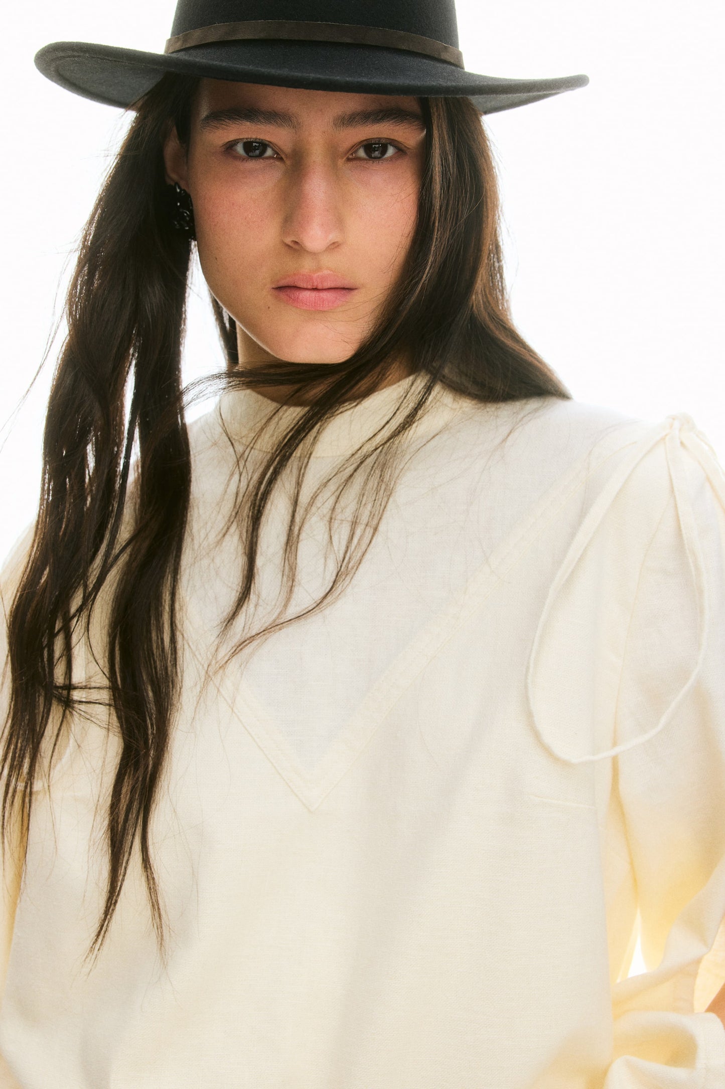 Linen-blend blouse