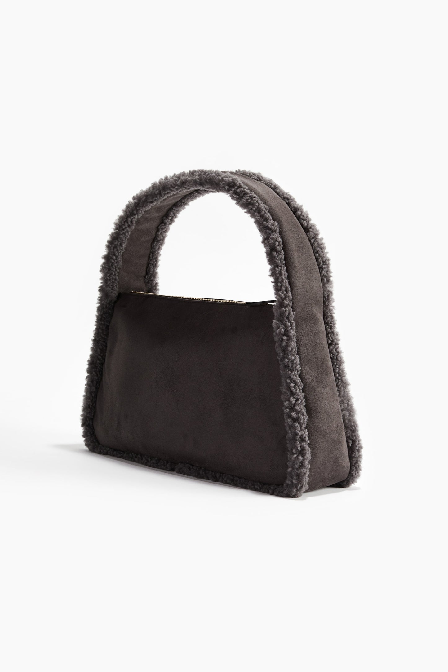 Teddy-trimmed shoulder bag