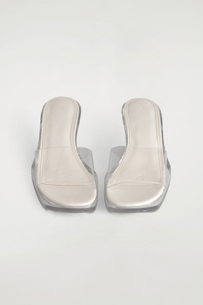 Perspex Kitten-Heel Mules