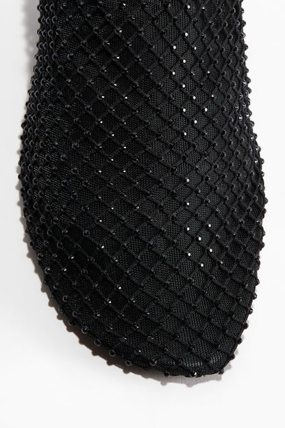 Heeled mesh mules