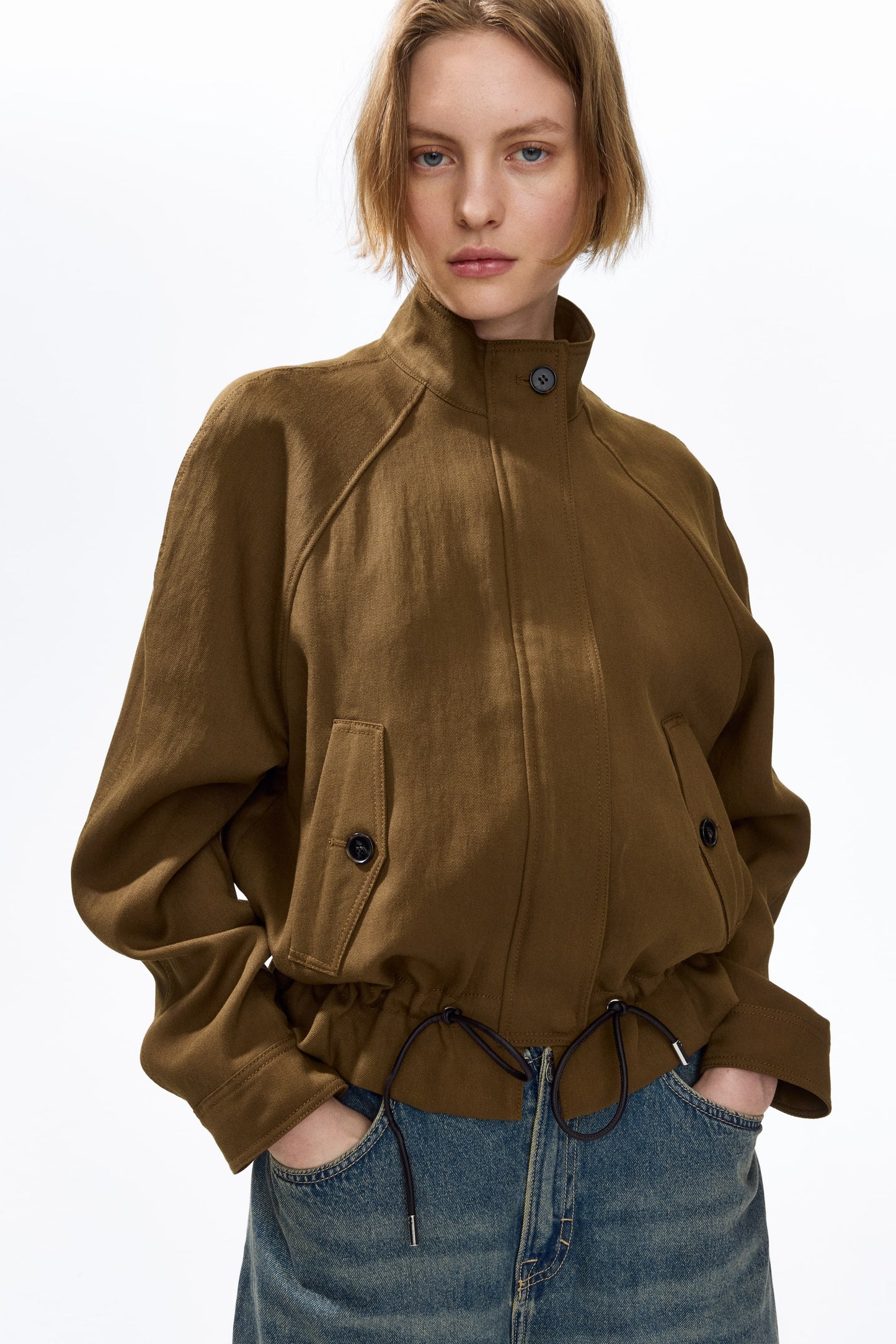 Oversized linen-blend jacket