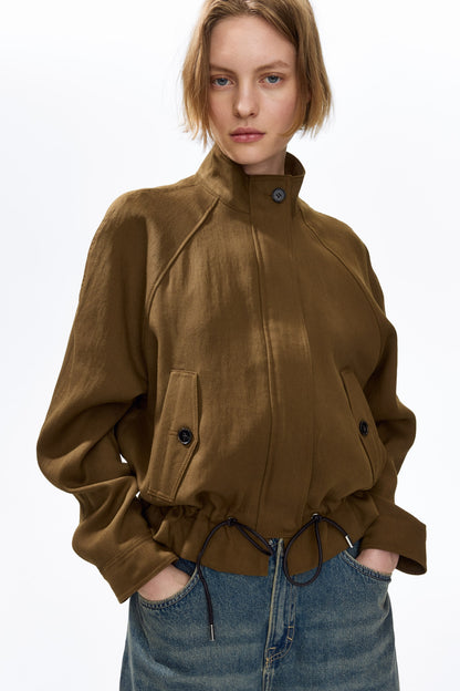 Oversized linen-blend jacket